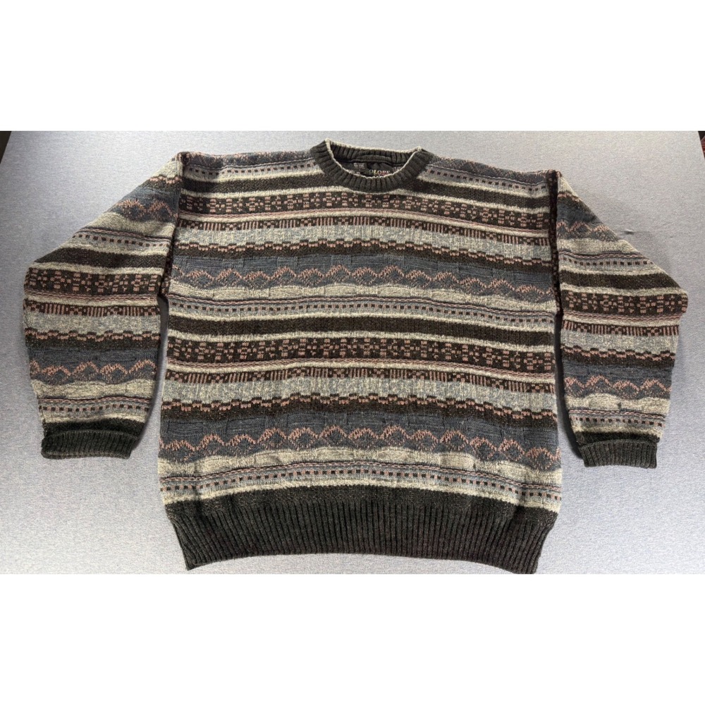 Colore Italia Mens Vtg Pastel Geometric Wool Blend Knit Sweater Made in Italy